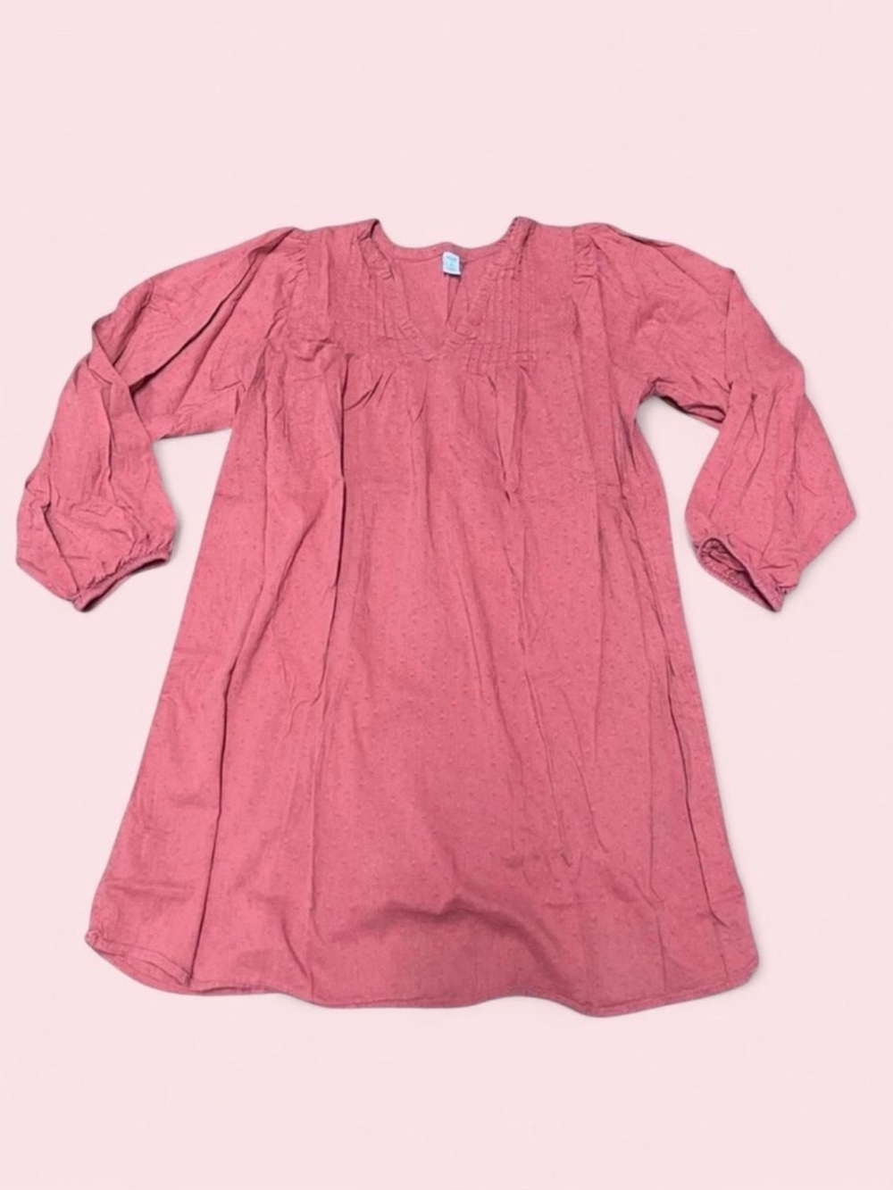 Old Navy Clip Dot Midi Swing Dress Medium Dark Pink Boho A-Line Peasant